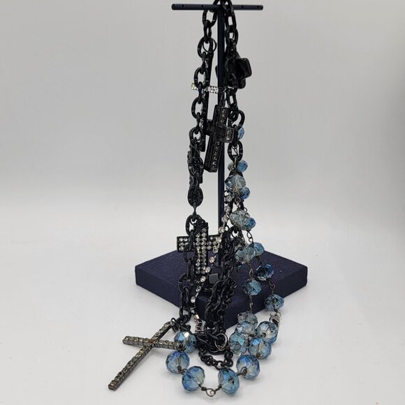 Statement Gothic Inspired Multi Rhinestone Cross Necklace - Picture 10 of 10